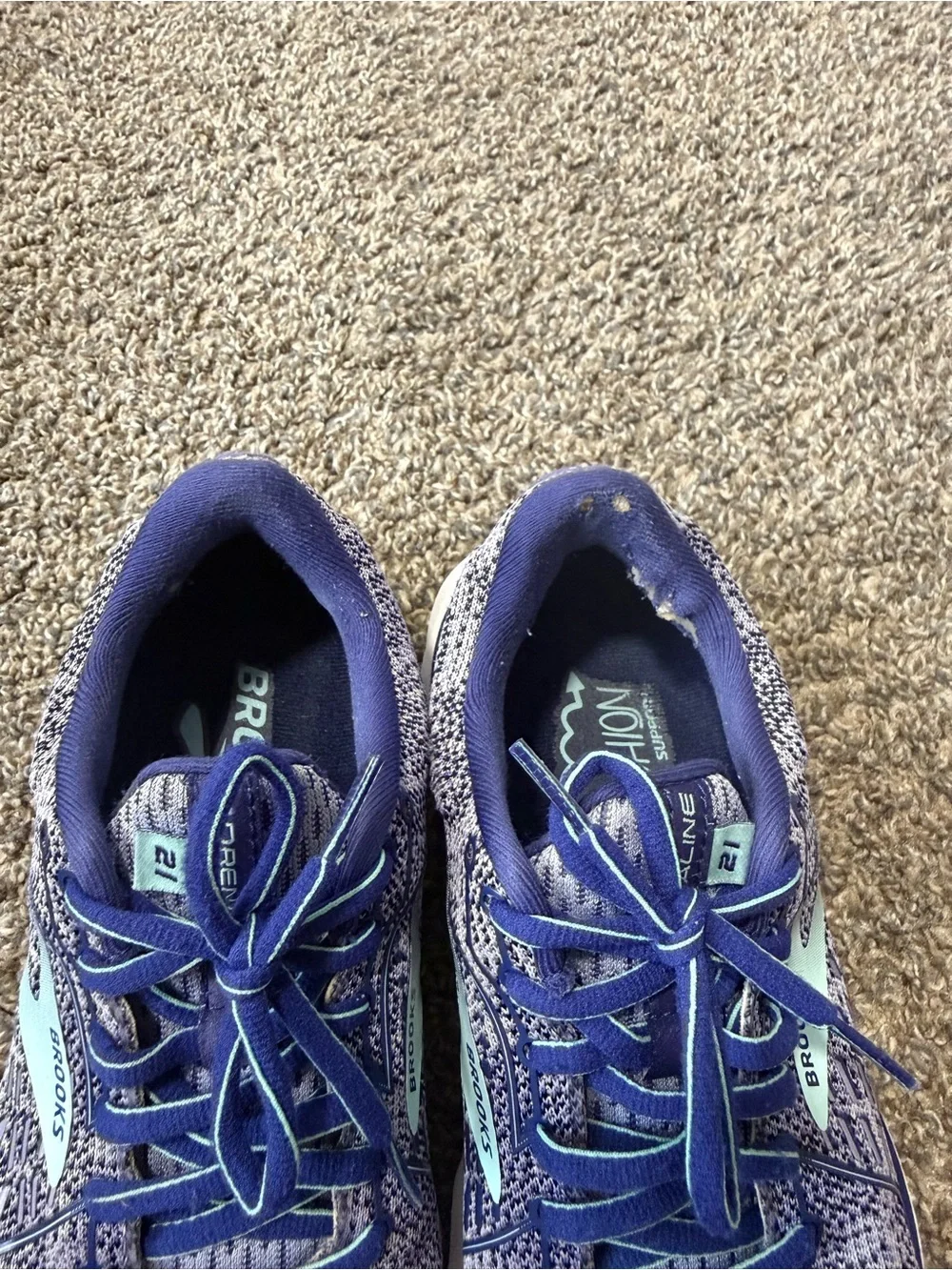 Brooks Women's Blue and Teal Knit Running Shoes - Picture 6 of 7